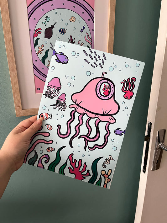 Méduse sous marine (Affiche)